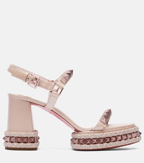 Pink snake-print platform sandal with rope detailing