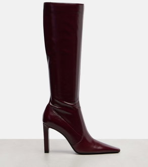 Burgundy leather knee-high boot