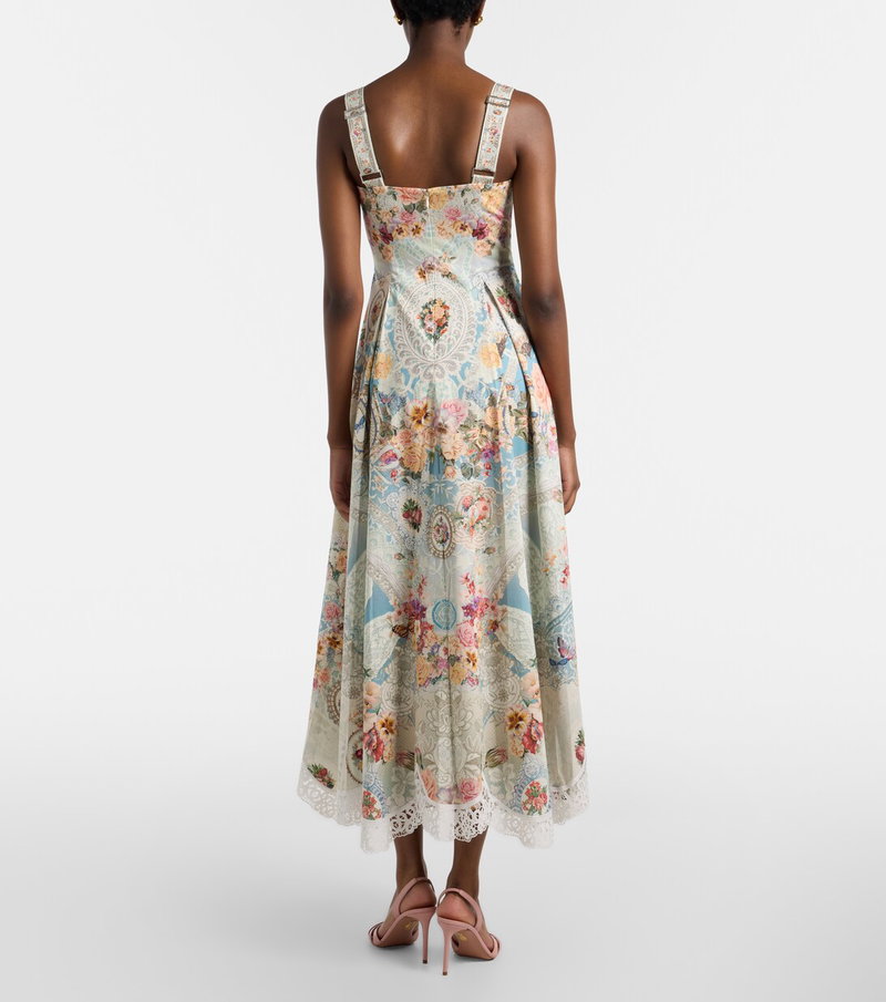 Camilla Printed Lace-trimmed Cotton Midi Dress | endource Camilla Printed Lace-trimmed Cotton Midi Dress | endource