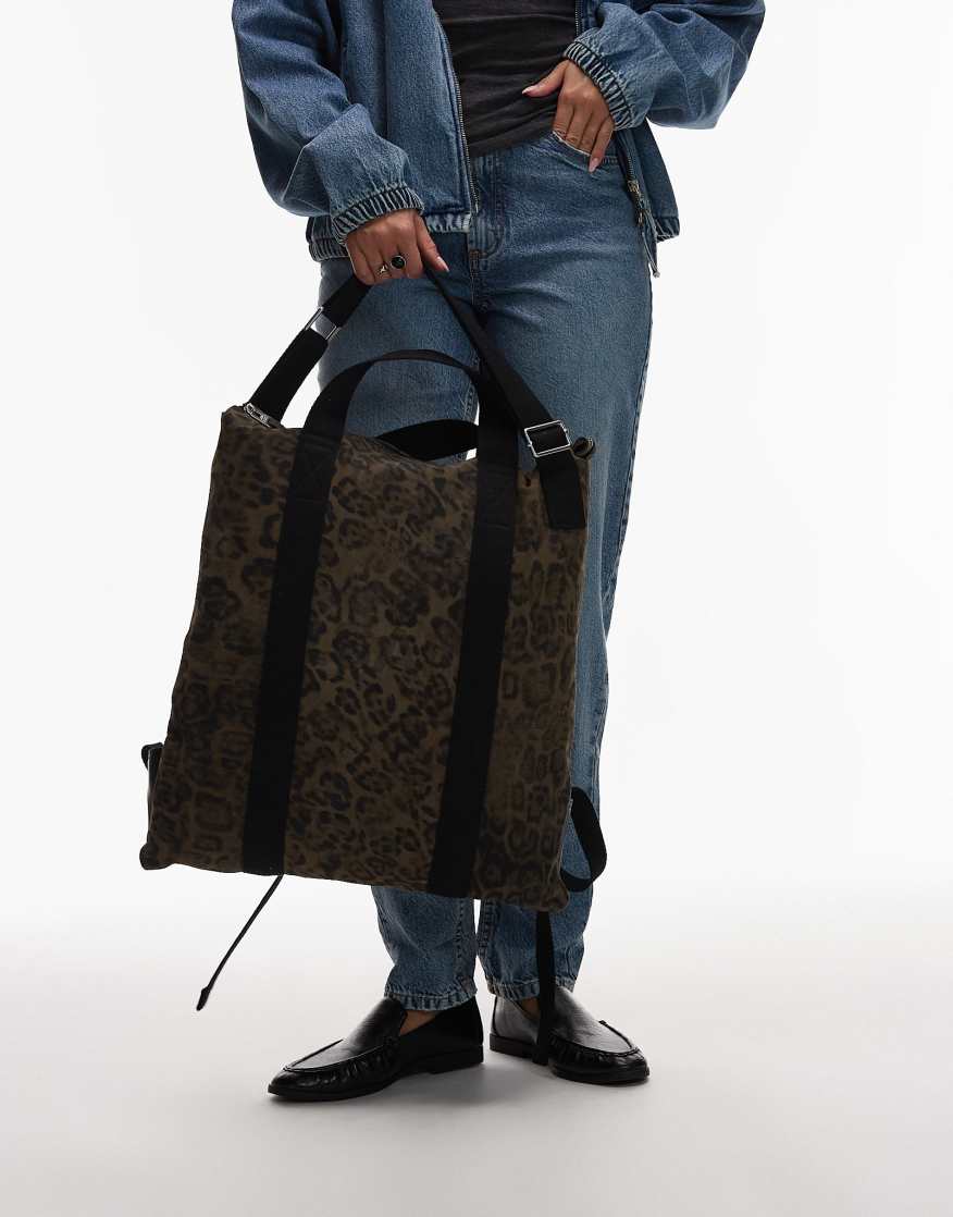 ALLSAINTS Kei Leopard Backpack In Brown / Black | endource