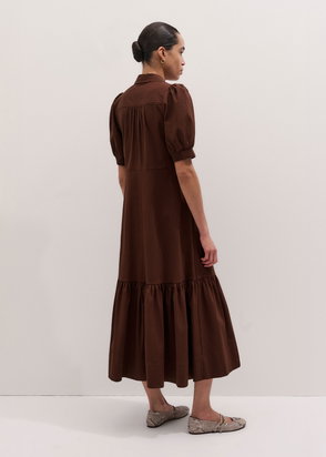me and em brown dress Zero-Waste Dress in Khaki, Sky Blue & Brown Plaid - M