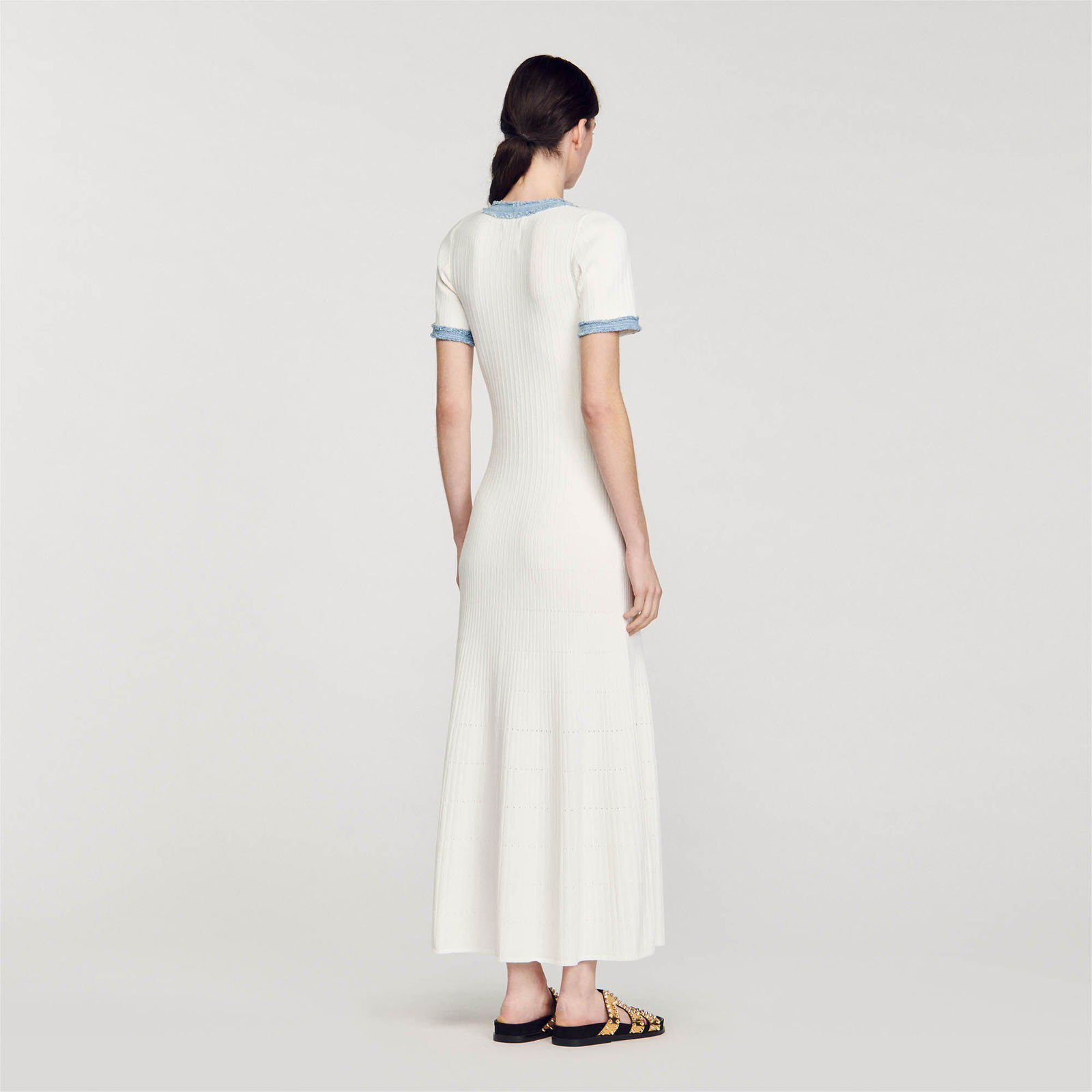 white christmas dresses Julietta Denim Collar Knit Maxi Dress Navy Blue main image 1