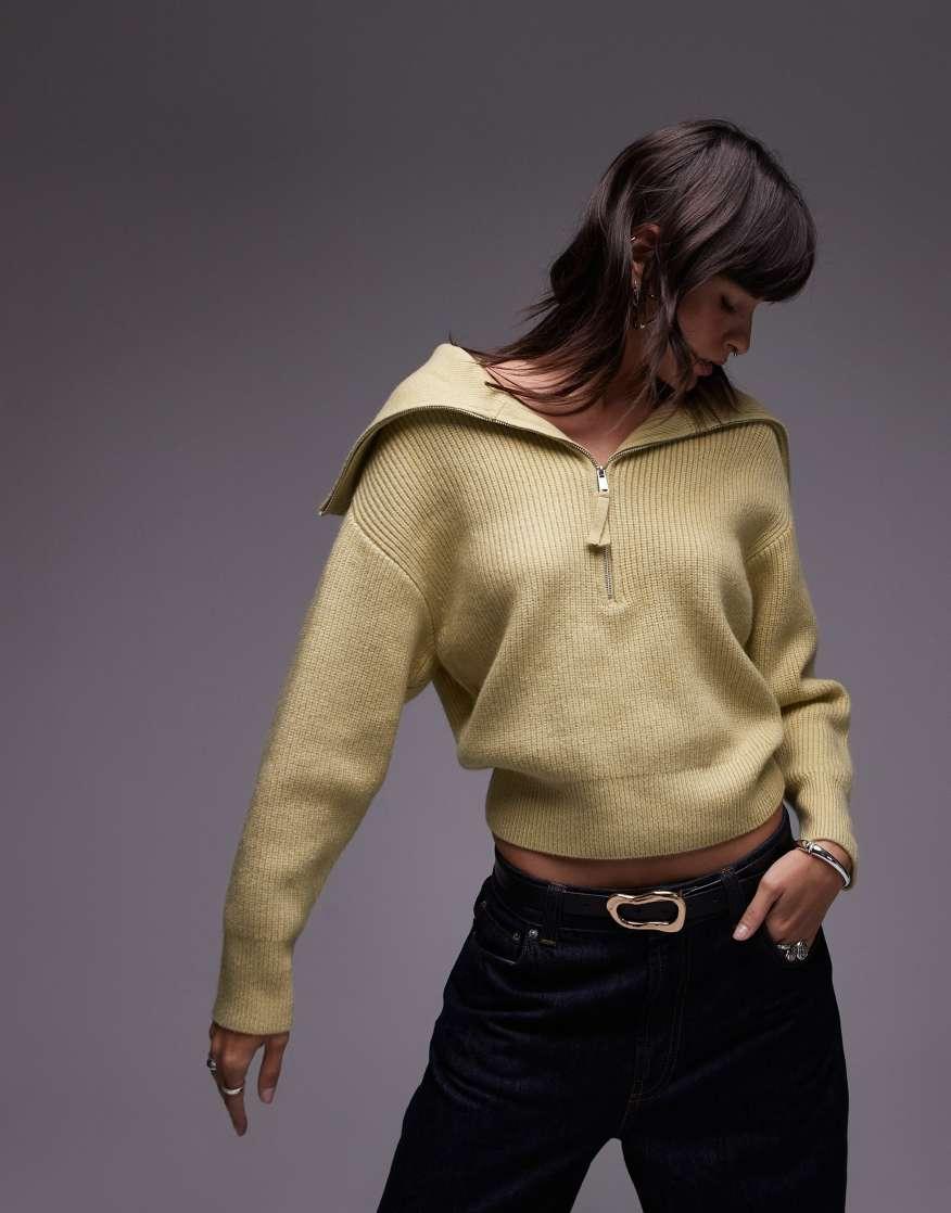 MANGO Wide Neck Half Zip Jumper | endource