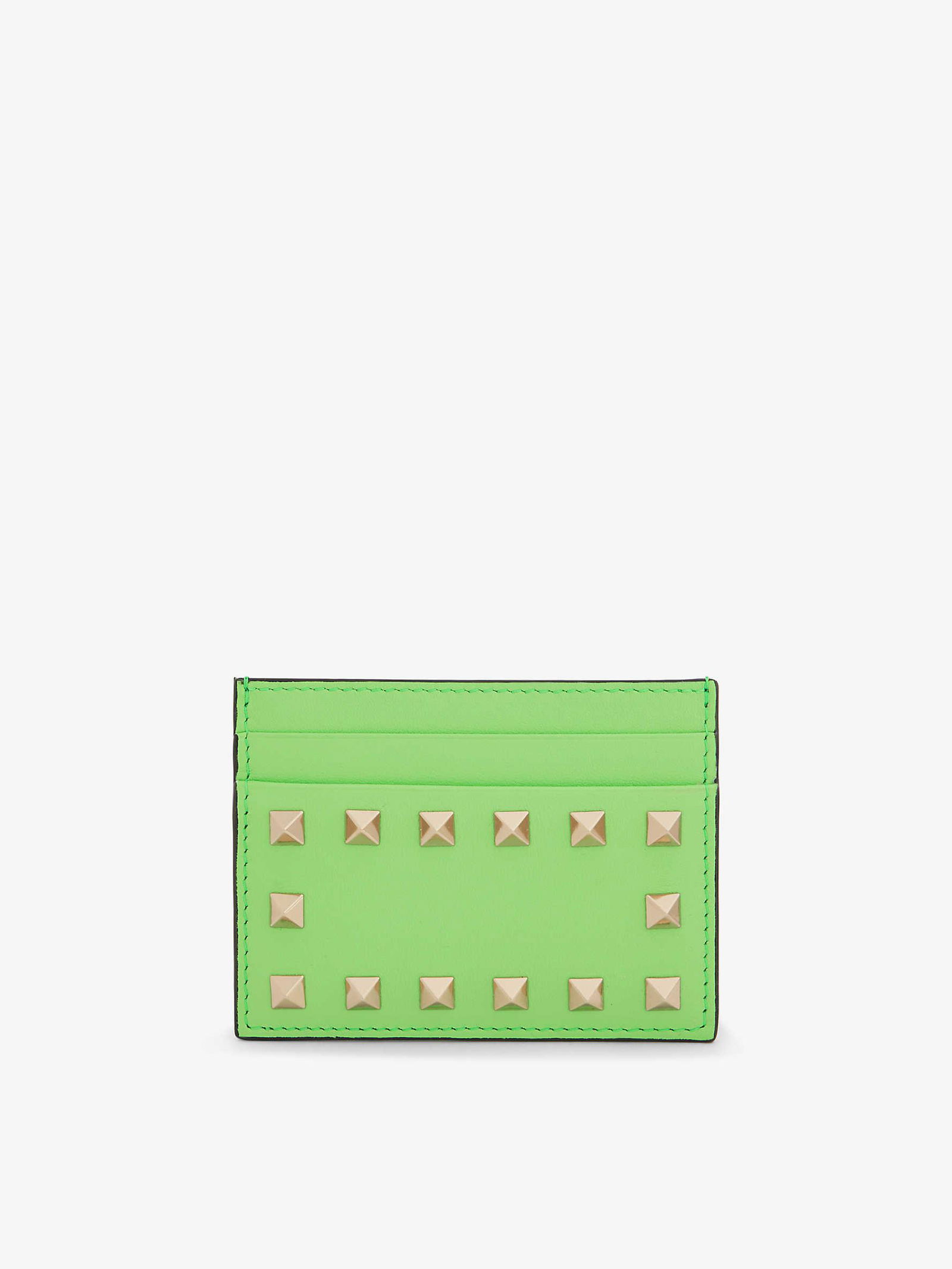 Valentino Garavani Men Black Leather Rockstud Card Holder