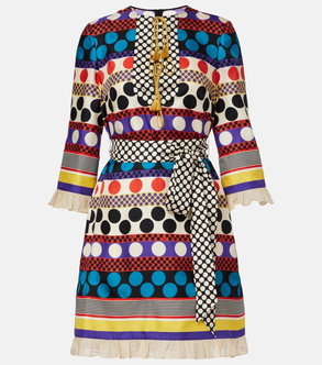 Valentino printed silk dress with polka dots and tassels