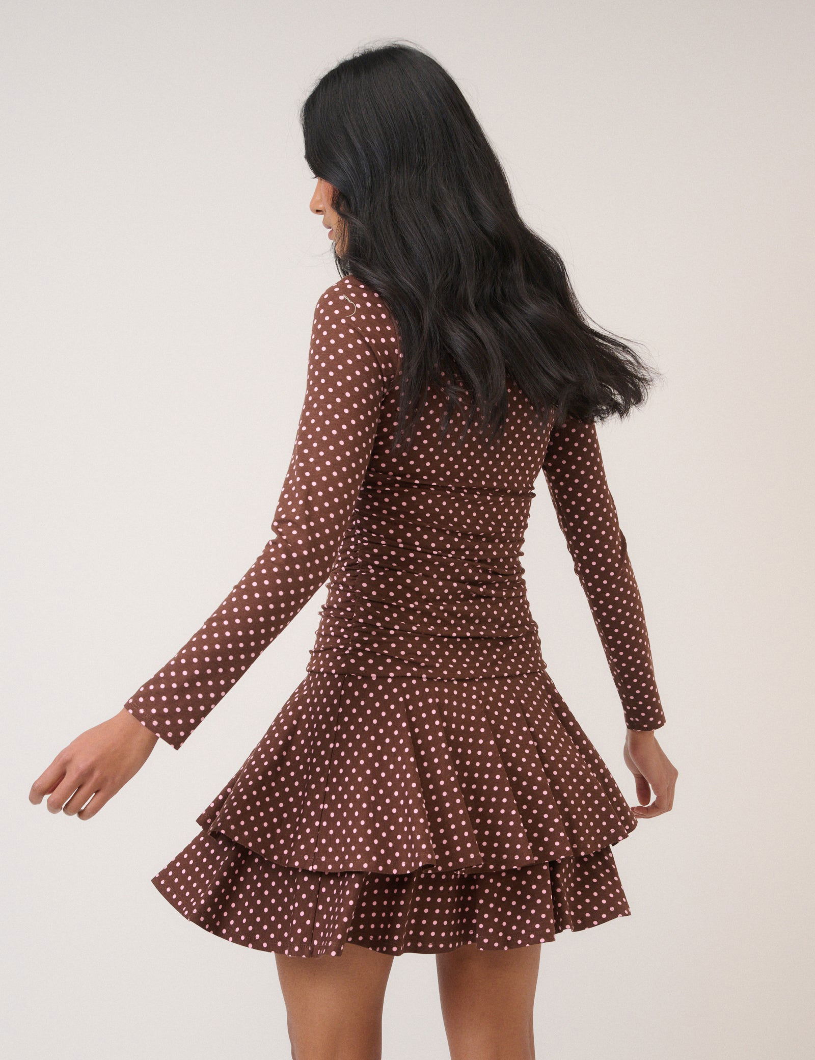 NOBODY'S CHILD Polka Dot Long Sleeve Yuki Mini Dress | endource