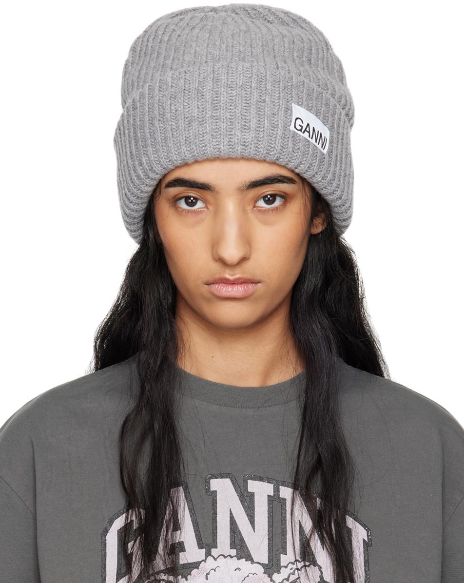 Ganni Heather Gray Ribbed Beanie NWT GANNI Gray Rib Beanie GANNI main image 3