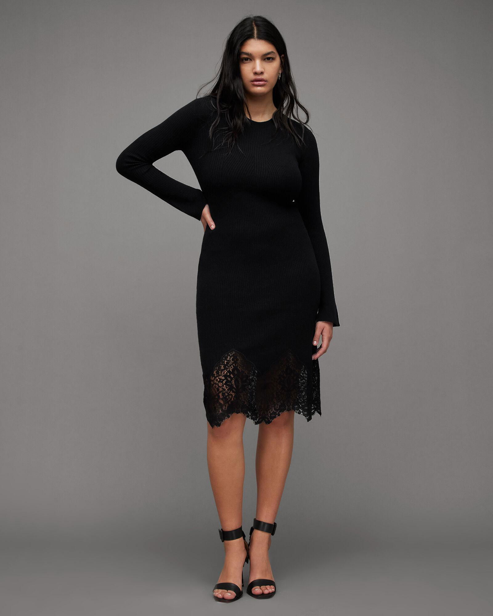 princess polly ariana mini dress Airabella Long Sleeve Lace Mini Dress | Black | Womens