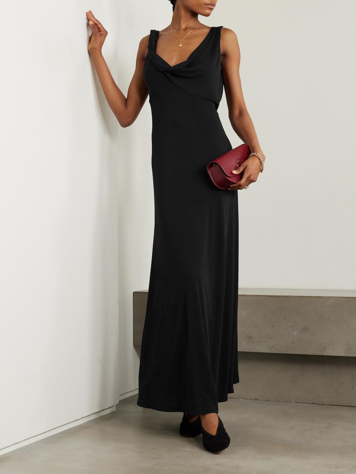 toteme twisted jersey dress TOTEME Twisted Midi Dress | Black