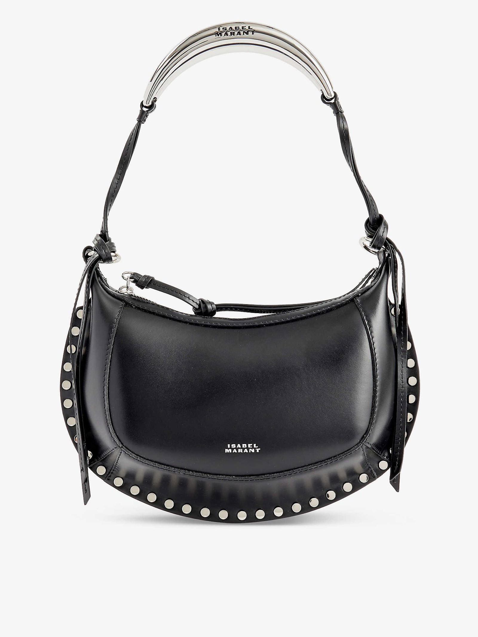 ISABEL MARANT Oskan Moon Leather Cross-Body Bag in BLACK/SILVER | Endource