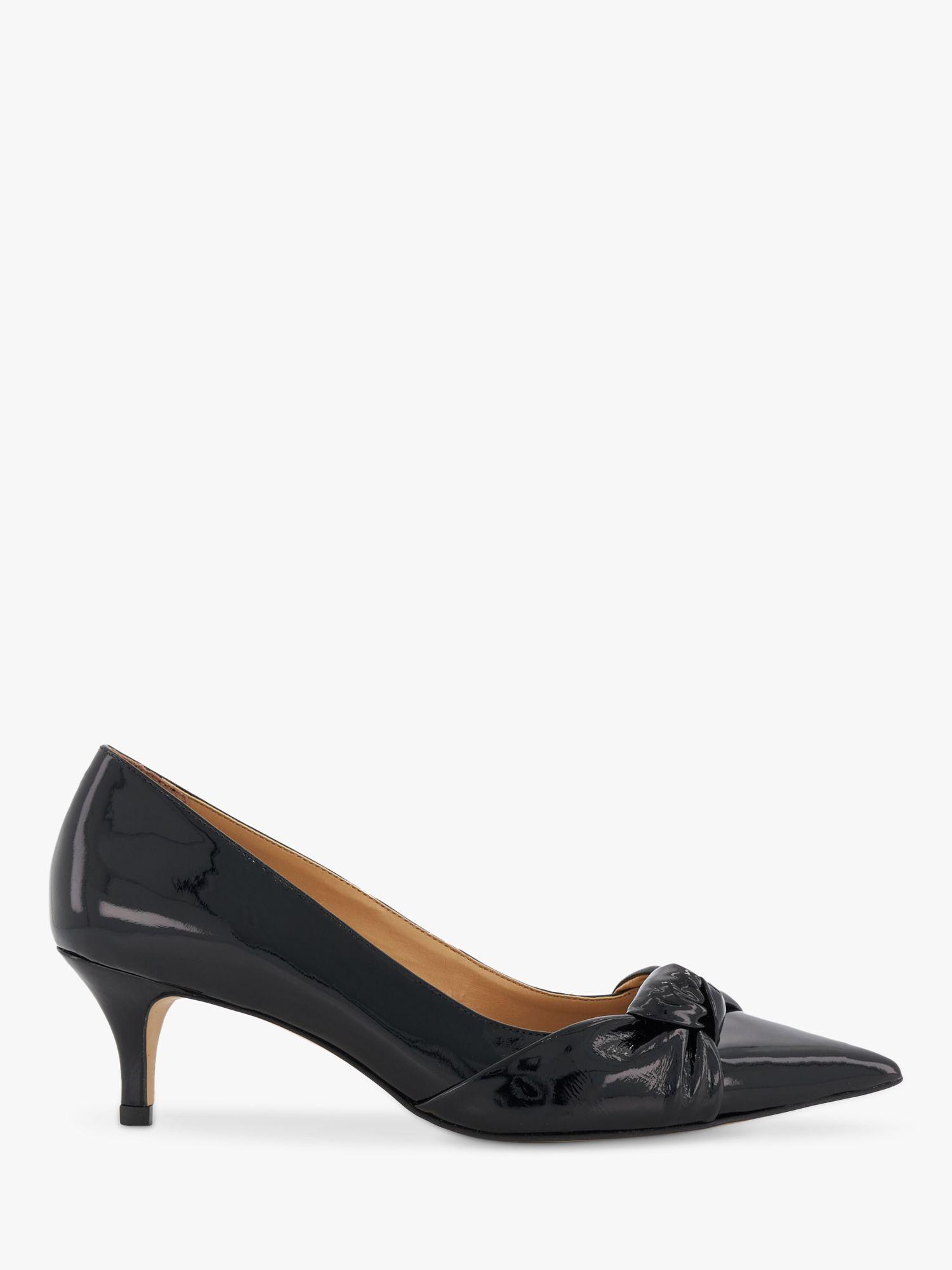 DUNE Address Soft Knot Pointed Court Shoes in Black-patent | Endource