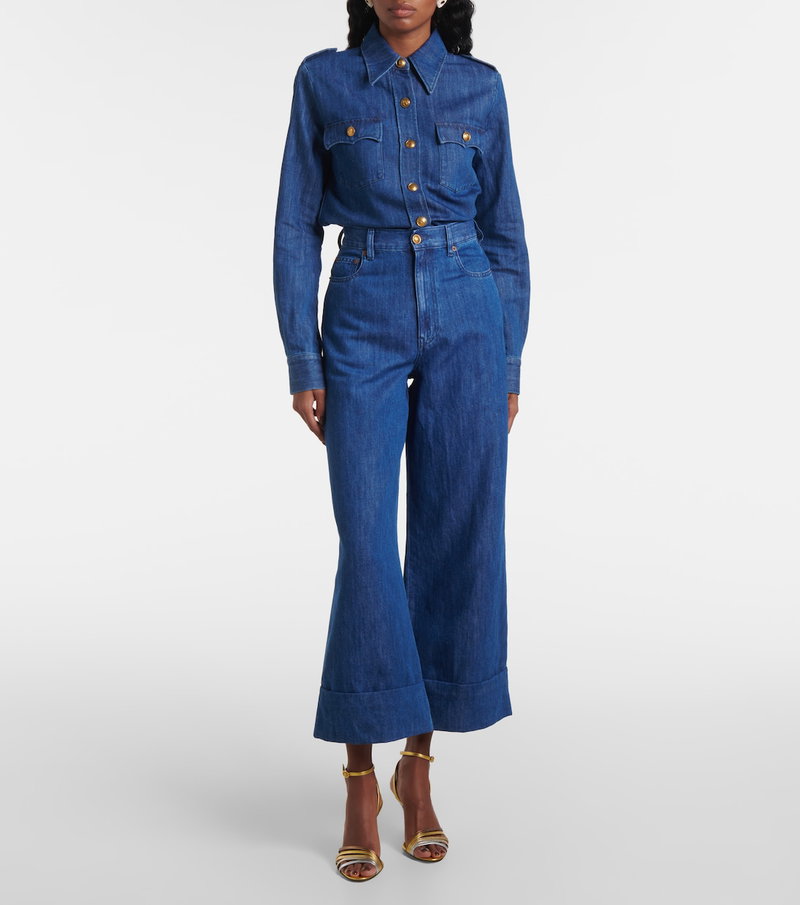 Valentino blue denim jumpsuit with gold hardware