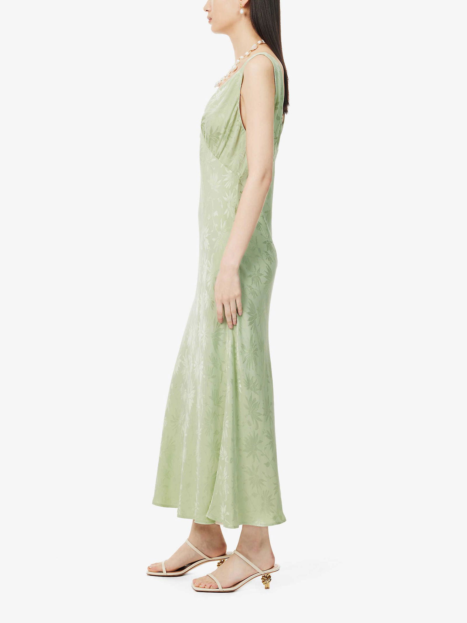 slim fit dress slacks Sandrine Jacquard Midi Dress in Black Poppy Jacquard