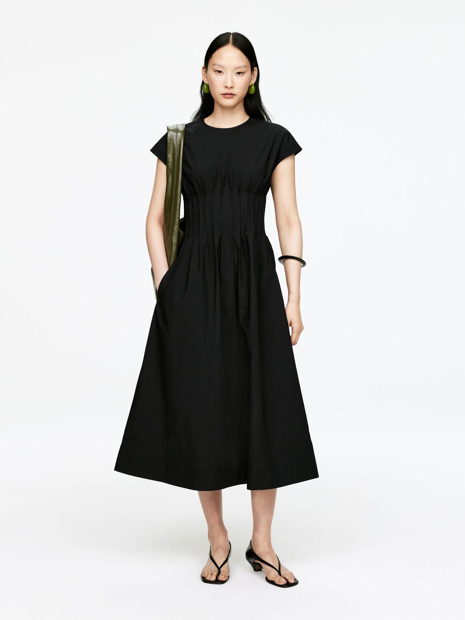open lace back dress Sleeveless Crepe Pleated Dress  shopaleena
