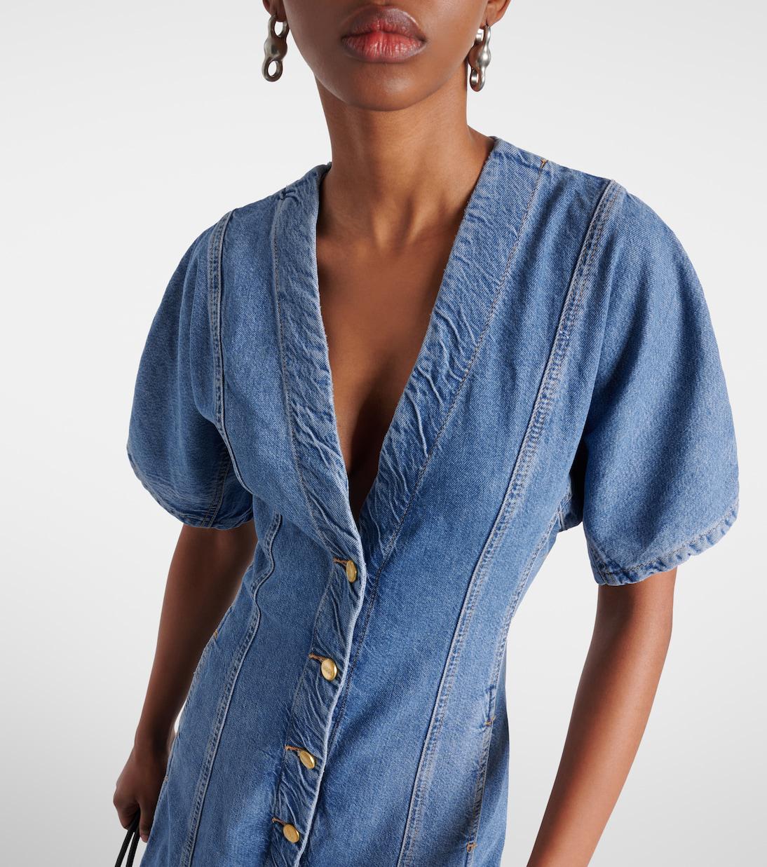 ganni long denim dress GANNI Grey Future Long Denim Dress
