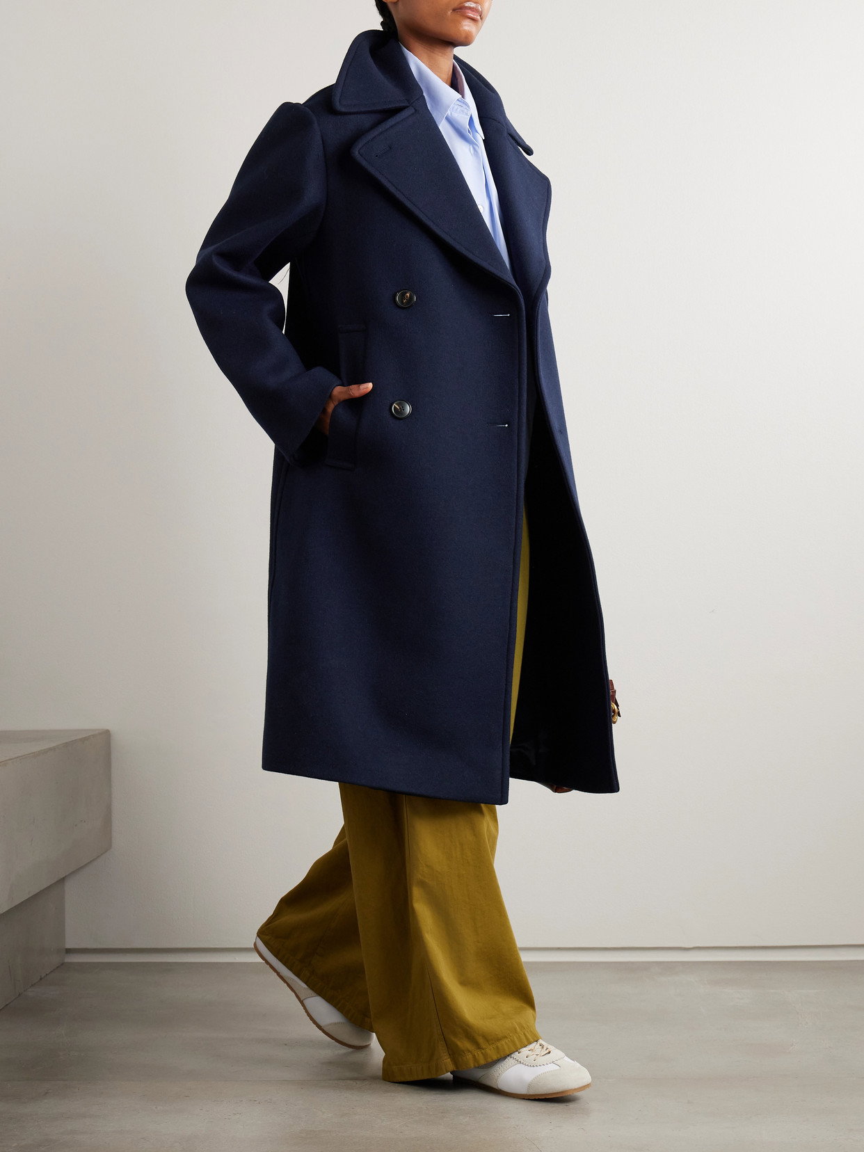 DRIES VAN NOTEN Oversized Double-Breasted Wool-Blend Coat | endource