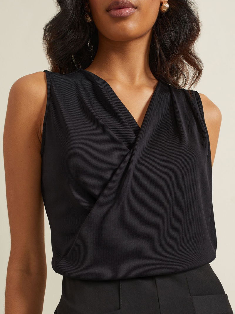 Phase Eight Sutton Sleeveless Drape Rib Top Black Phase Eight Sutton Sleeveless Drape Rib Top Black