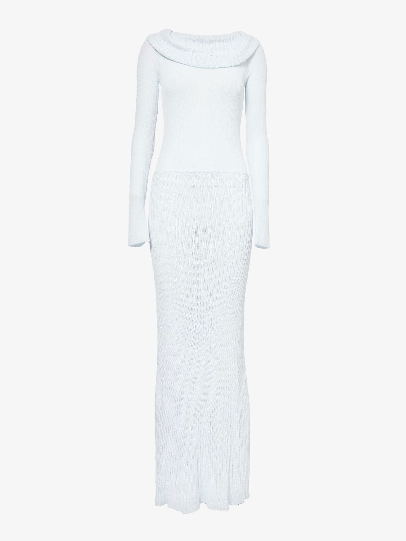 AYA MUSE Karia Straight-Neck Knitted Maxi Dress in Skymelt | Endource