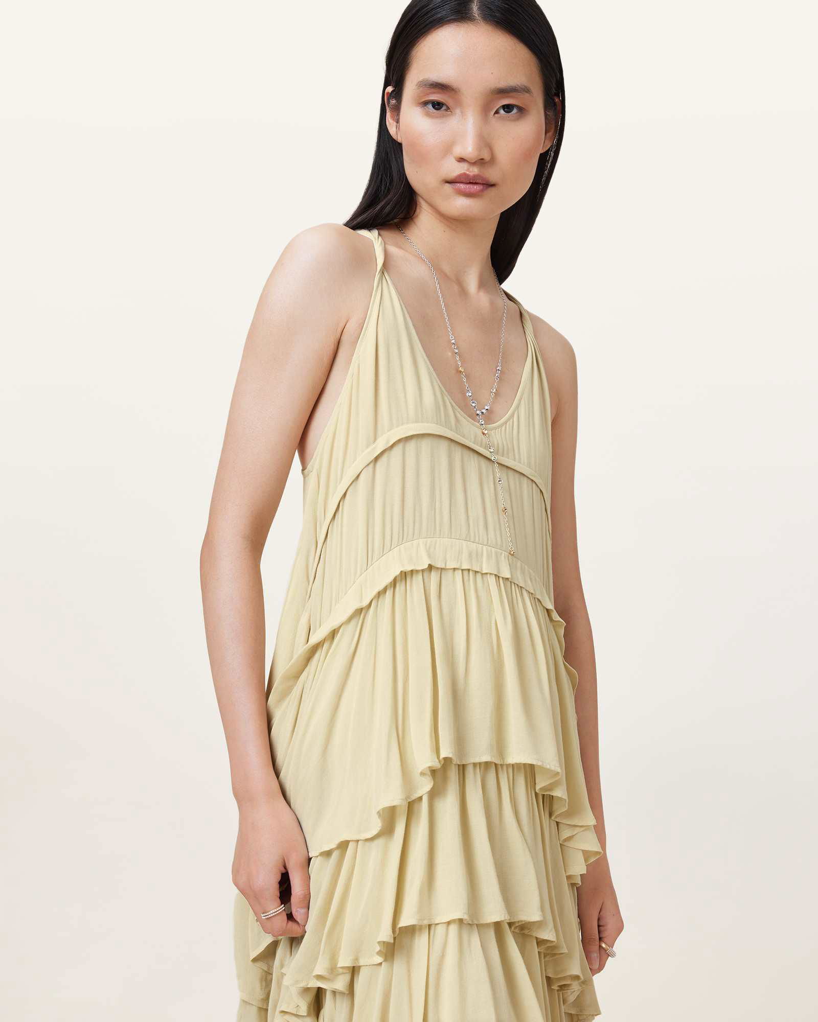knee length dresses for ladies Open Back Smocked Ruffle Tier Maxi Dress – Krush Kandy main image 1