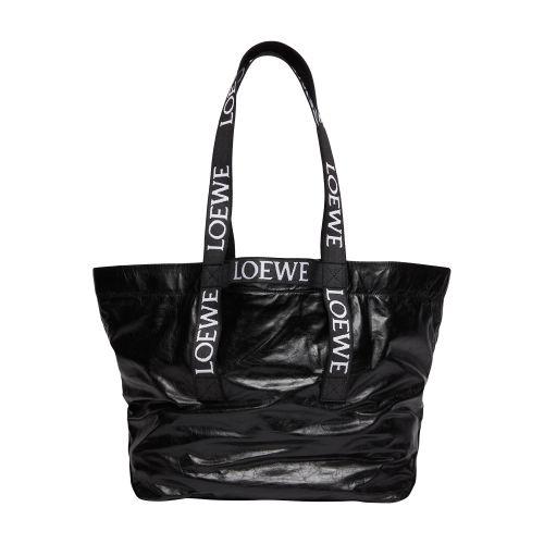 LOEWE Fold Shopper In Paper Calfskin in Black | Endource