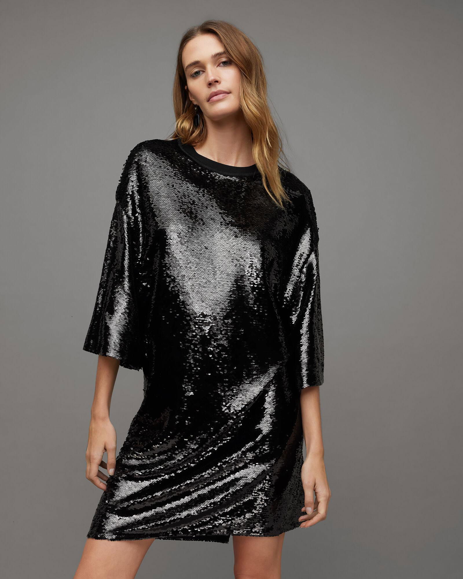 aexae contoured mini blazer dress LOLA Ombre Embellished Hourglass Structured Blazer Mini Dress in Black
