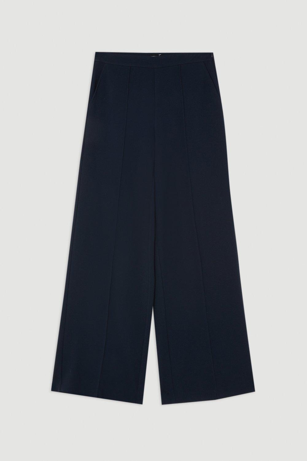 KAREN MILLEN Tailored V Neck Peplum Top & Trouser Set in Navy | Endource