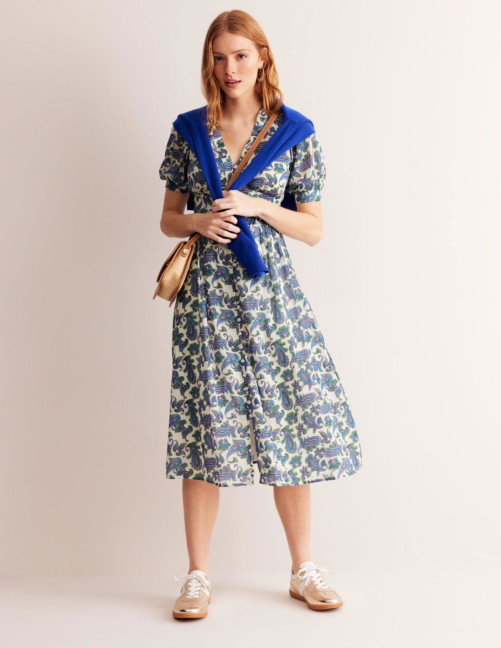 elsa midi tea dress Floral Elsa Everyday Dress Elsa Midi Tea Dress-Multi, Wildflower Cluster Boden AU