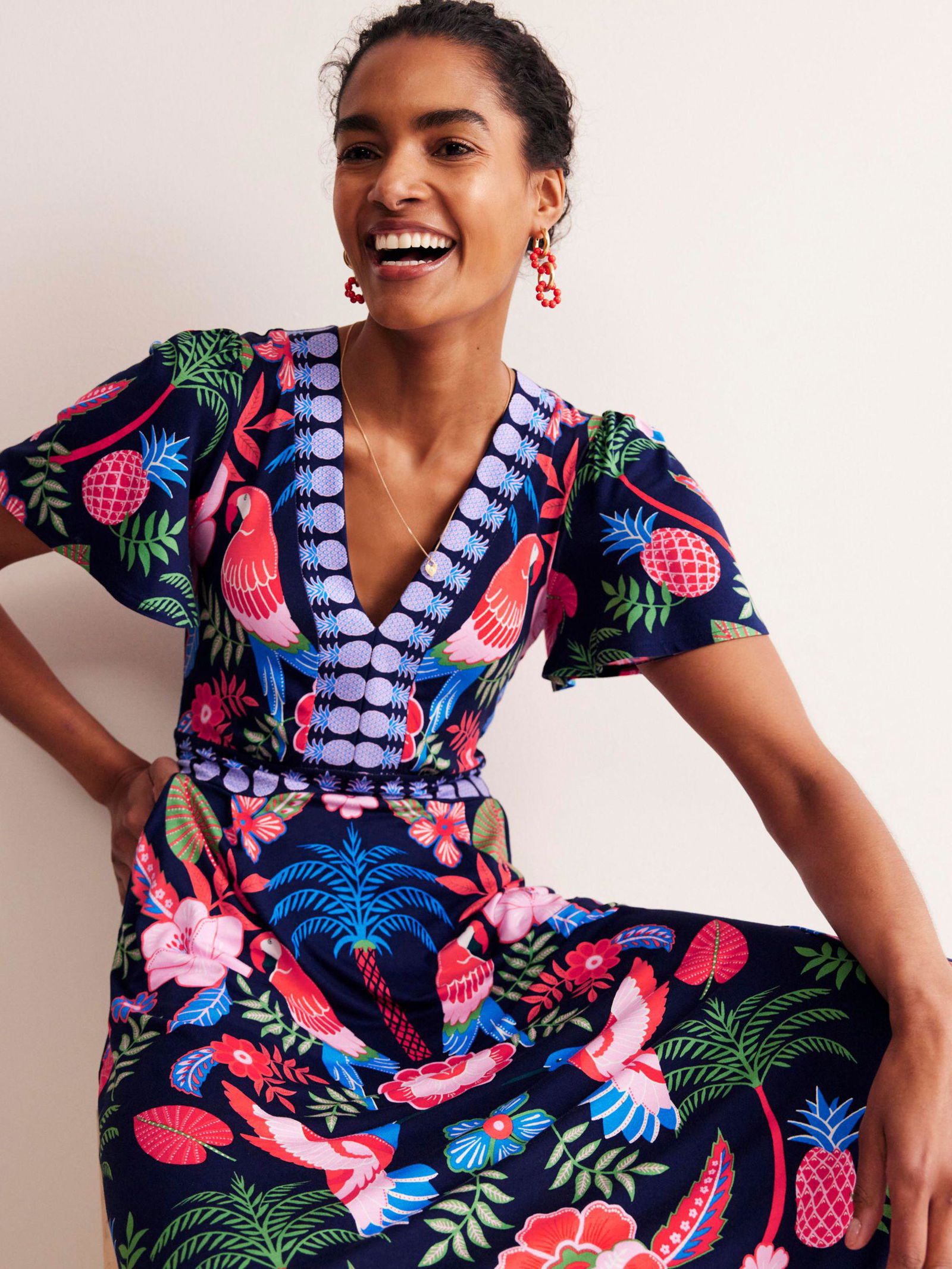 mini boden parrot dress Pre-Loved Mini Boden Girls Tropical Parrot Print Dress