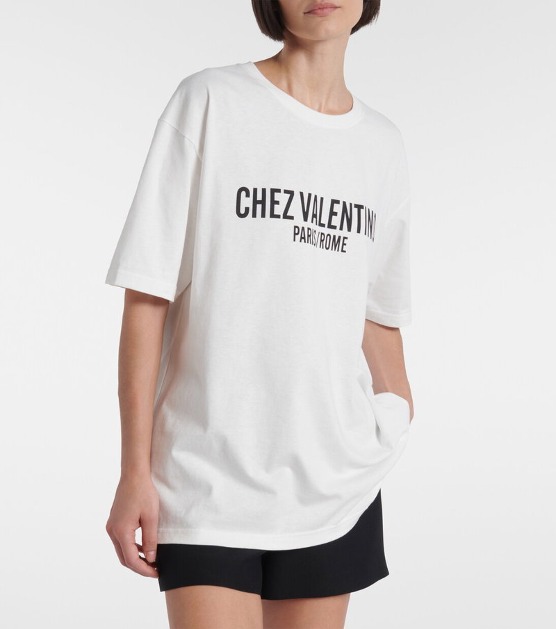Valentino white t-shirt with Chez Valentino Paris/Rome print