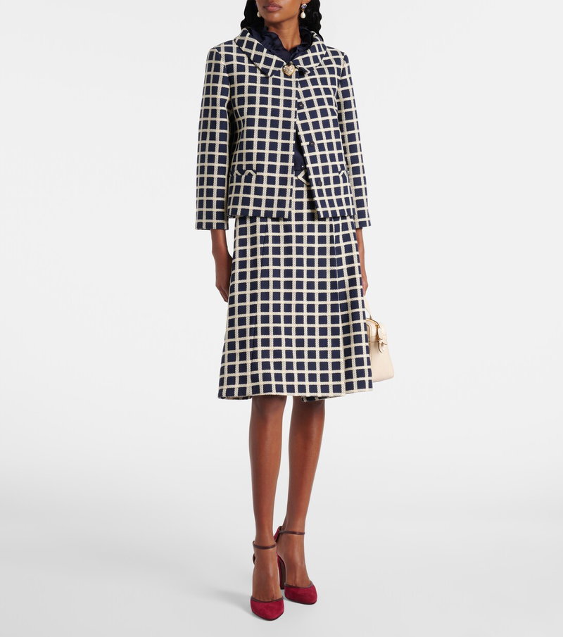 Valentino navy and white houndstooth blazer and skirt set