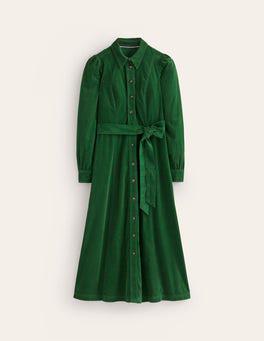 slim fit dress slacks Evelyn Cord Shift Dress-Green Fir main image 1