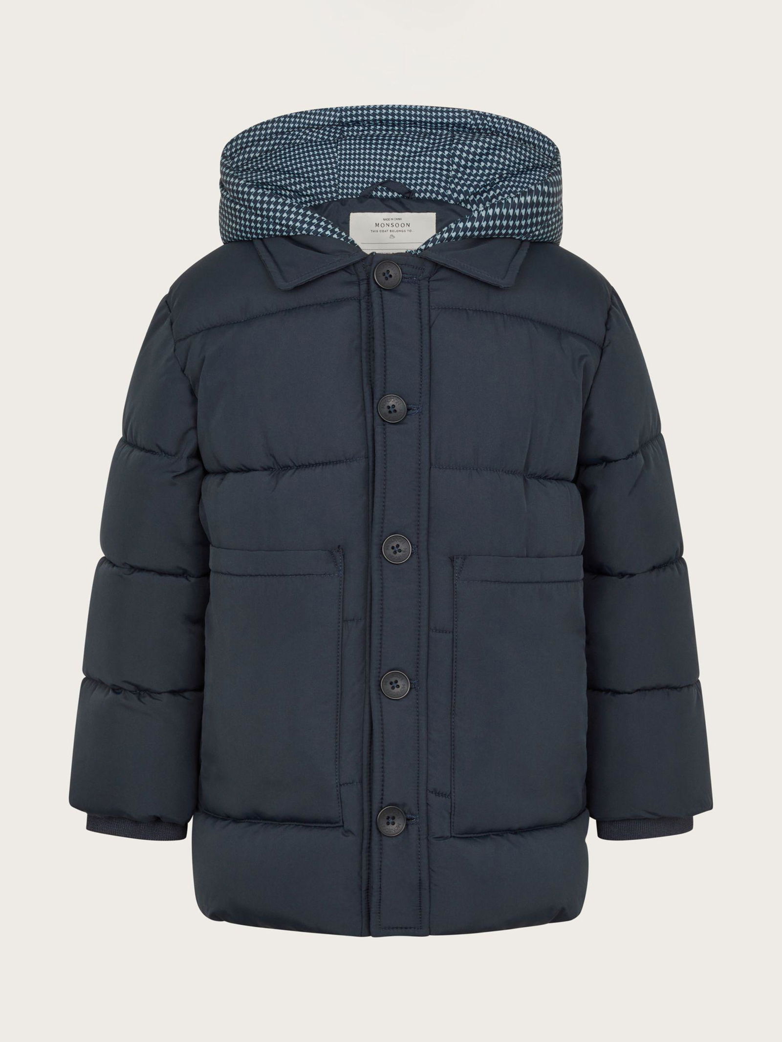Monsoon Kids' Padded Houndstooth Hooded Jacket endource