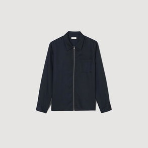 Navy satin zip-up jacket with pocket
