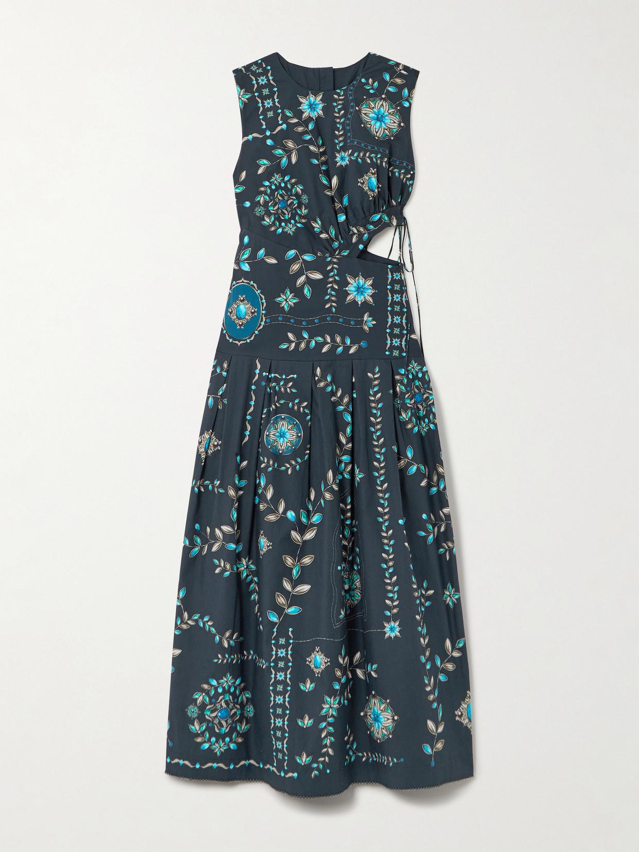 agua by agua bendita otono cutout linen midi dress Agua Bendita Otono Dress