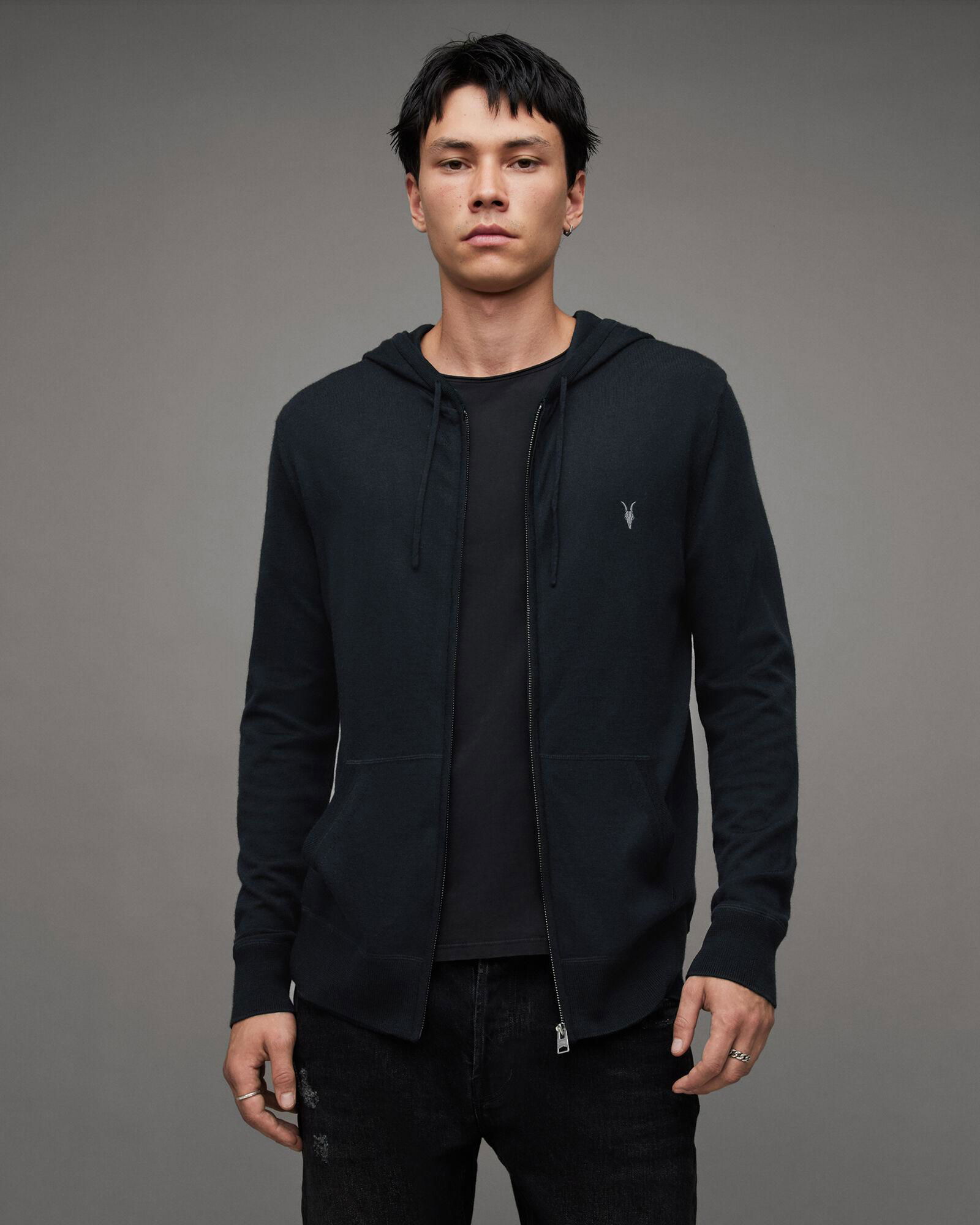 ALLSAINTS Mode Merino Zip Up Ramskull Hoodie in Racing Green | Endource