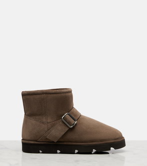 Brown suede ankle boot with buckle detail
