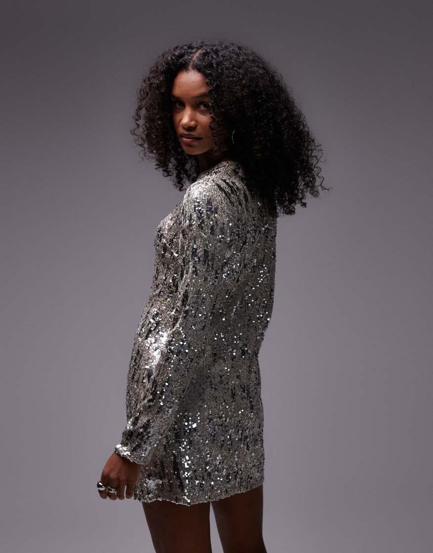 mango sequin dress Halter Cocktail in Beige at Nordstrom, Size 6 Scoop-back sequin dress - Women