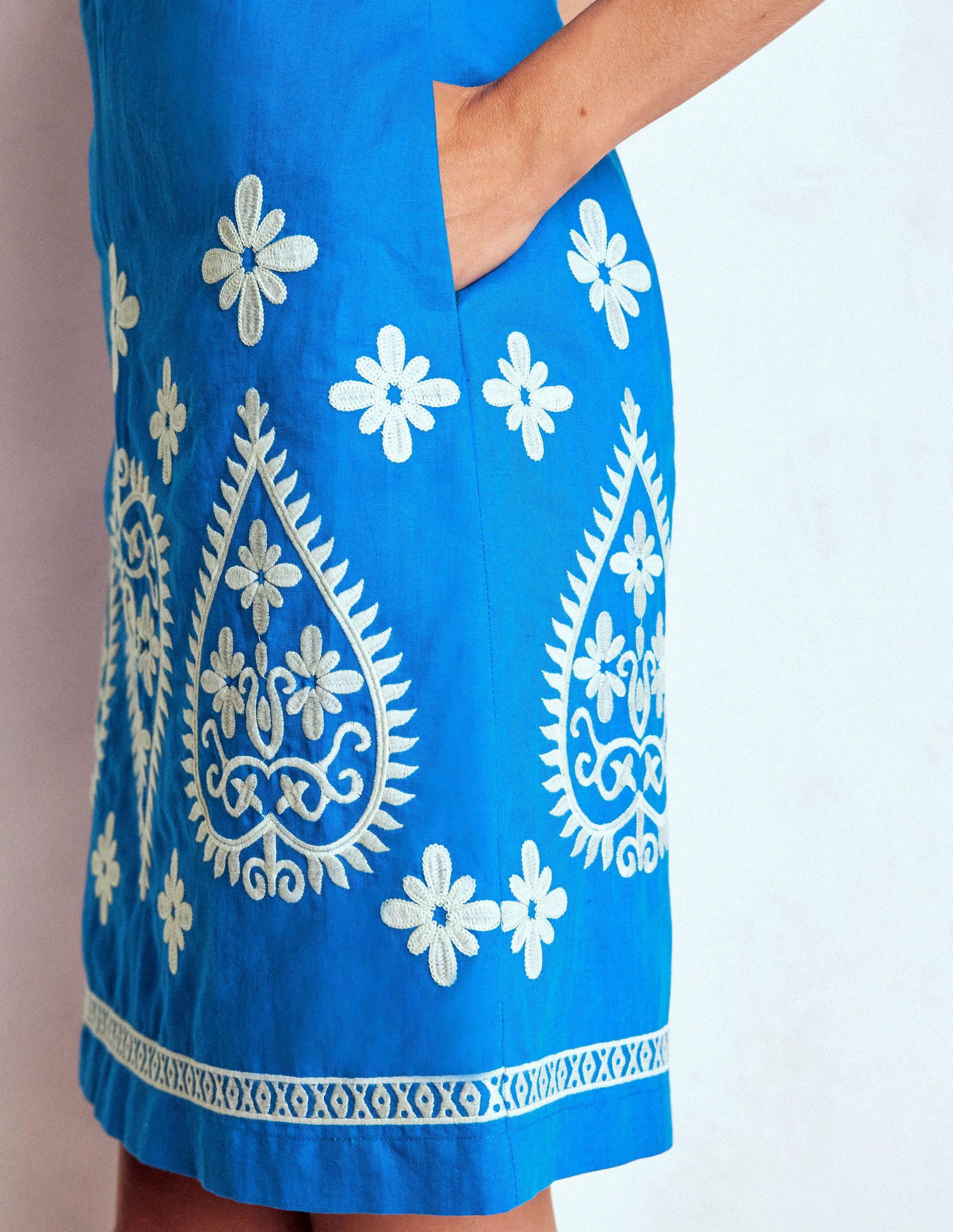 chinese dress ladies Clara Linen Blend Shirt Dress-Multi, Tropical Bonanza