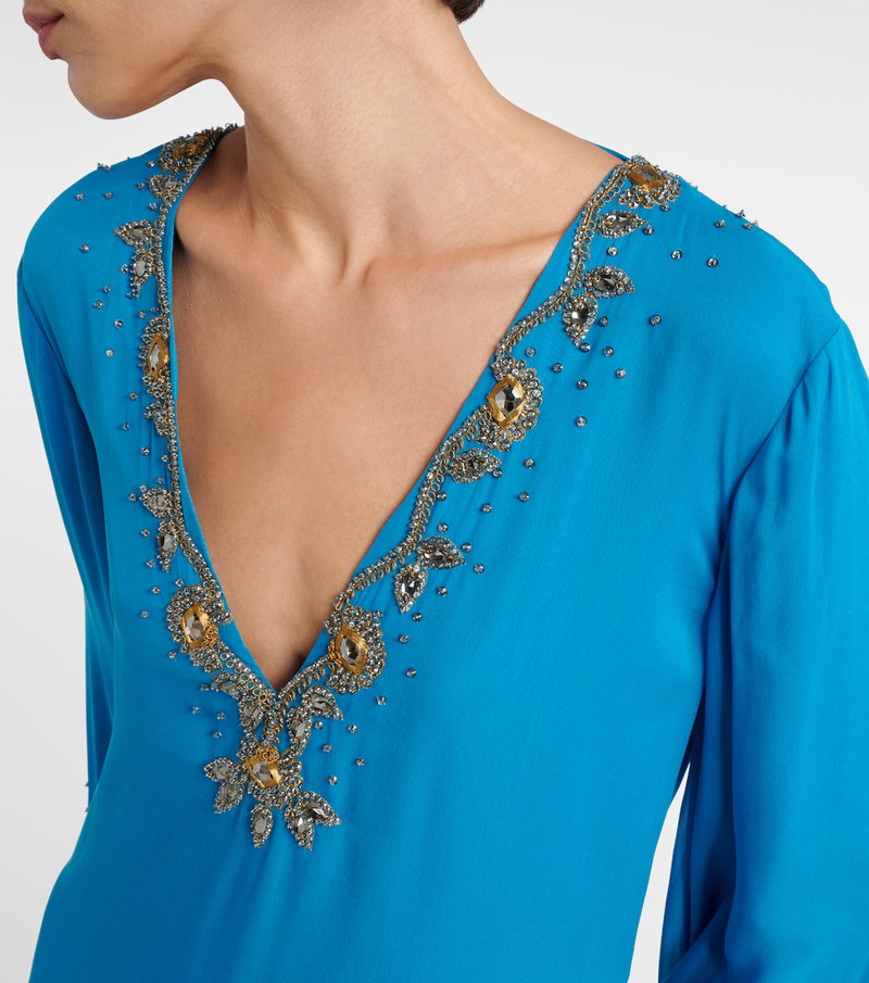 Valentino turquoise dress with embellished neckline