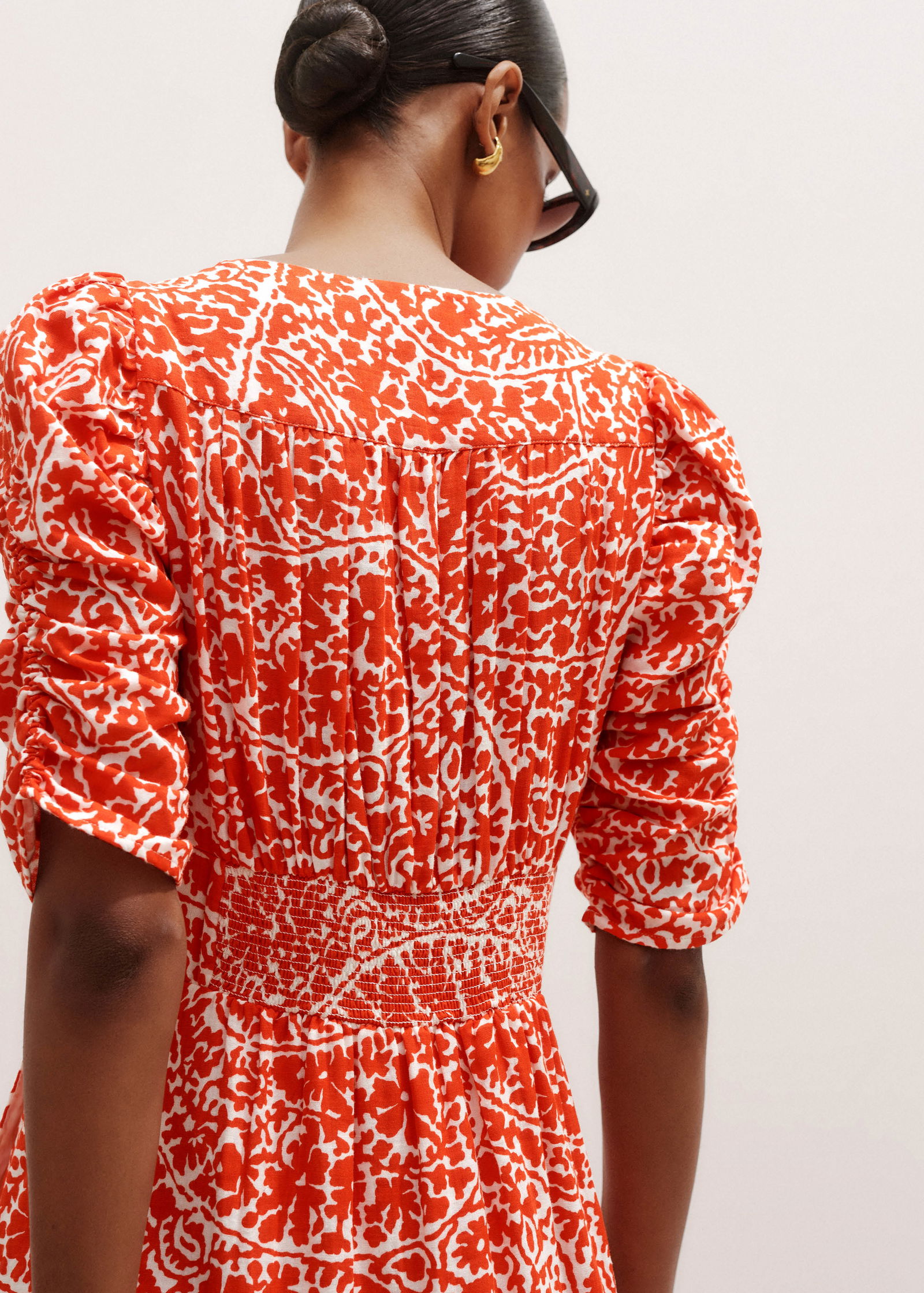 cheesecloth mono paisley print maxi dress ME+EM Cheesecloth Mono Paisley Print Maxi Dress Orange/Soft White
