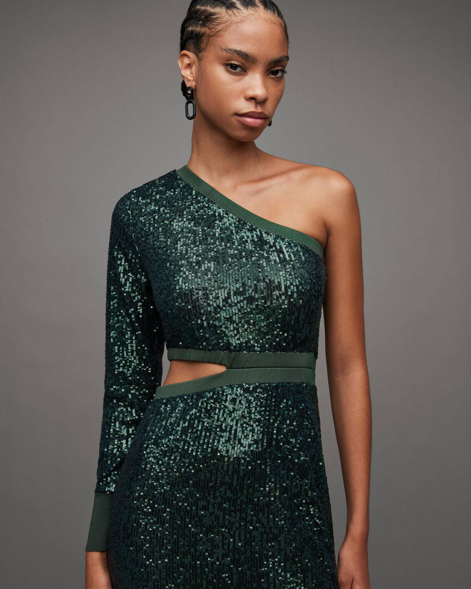 white christmas dresses Adoria Sequin Cut Out Maxi Dress - Chocolate