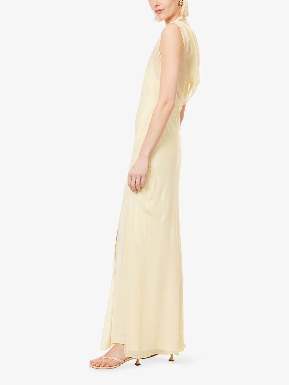 sir strobe silk chiffon maxi dress Strope silk-chiffon gown - yellow