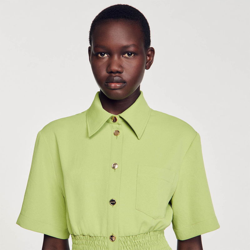 sandro short button-up dress Sis Button Up Knit Mini Dress