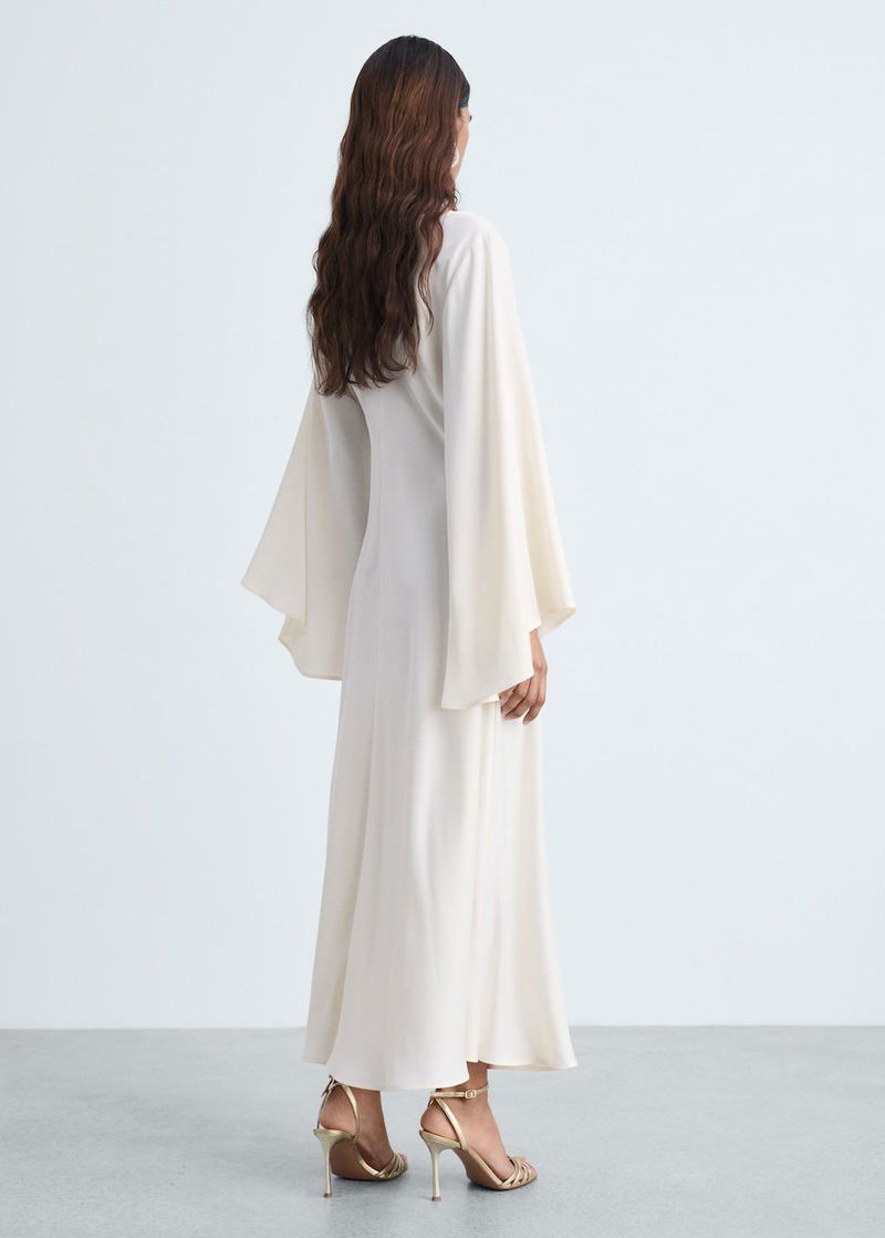 mango white satin dress Ruched satin dress