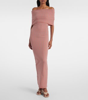 FLORERE Hybrid Knit-Satin Midi Dress | endource