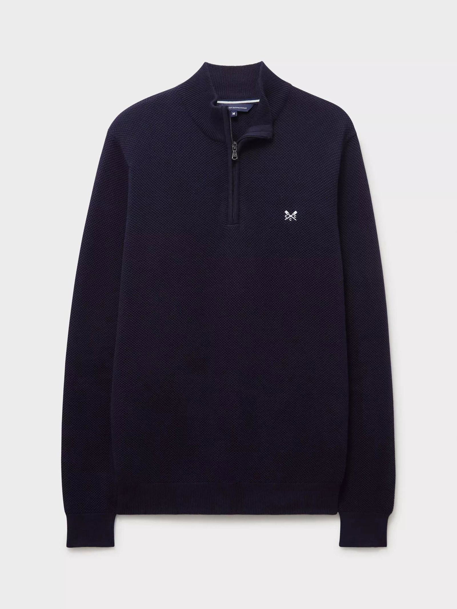 Crew Clothing Mens Navy Half Zip Jumper Half Zip Organic Cotton Jumper