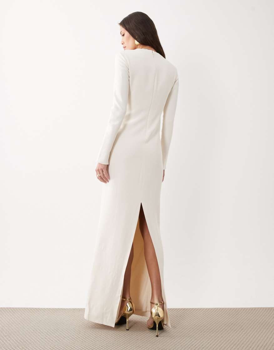 64% off MANGO Capsule Long Sleeve Maxi Dress With T Bar In Cream
