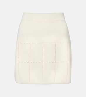 Cream knit skirt with quilted detailing