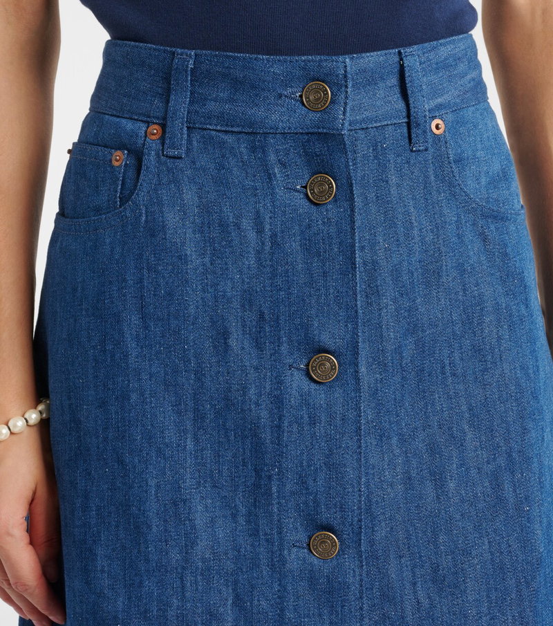 Valentino denim midi skirt with gold buttons
