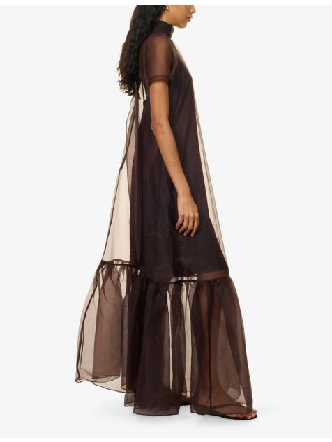 STAUD Calluna High-Neck Organza Maxi Dress